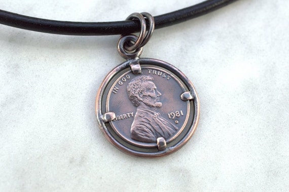 Custom Penny Holder Pendant | Black leather necklace, Penny necklace, Coin  jewelry