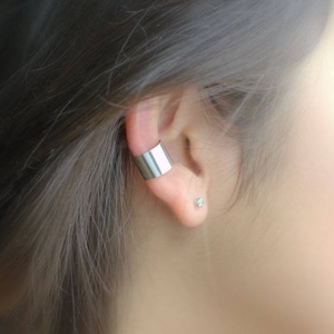 Solid 925 Silver Ear Cuff, Extra WIDE ear cuff, Pure Copper, Faux Non Piercing, Cartilage Conch hoop, Unisex Body jewelry, Arthritis jewelry