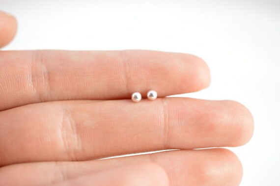 Tiny Silver Studs Ball Studs Earrings Starter Earrings