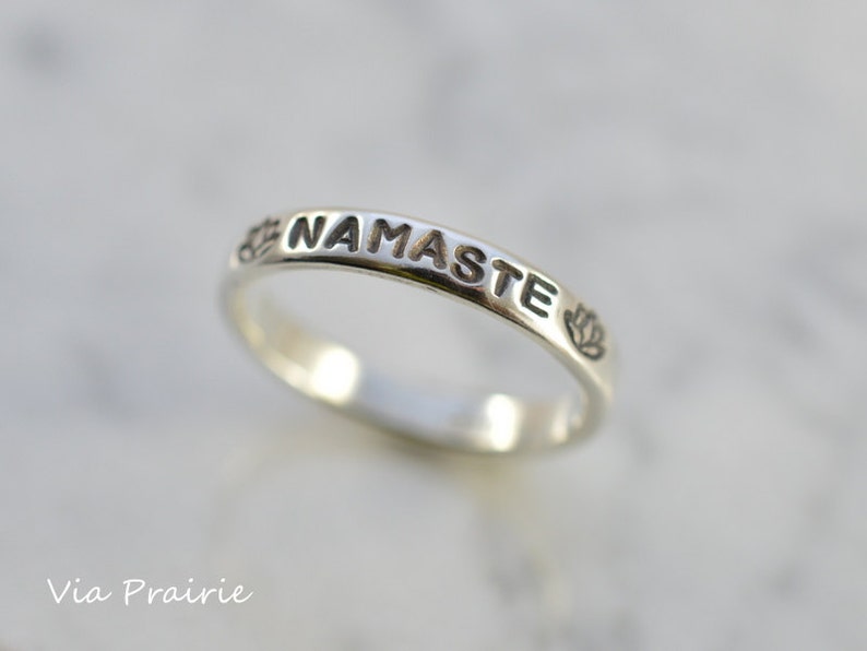 NAMASTE Ring Lotus Flower Ring Yoga Ring Zen Ring Zen Etsy