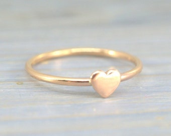 Tiny Heart Ring For Her, 14K Gold Fill, Dainty Minimalist Stack ring, Heart Promise Ring, Anniversary Gift, Teen Girl gift, Daughter ring