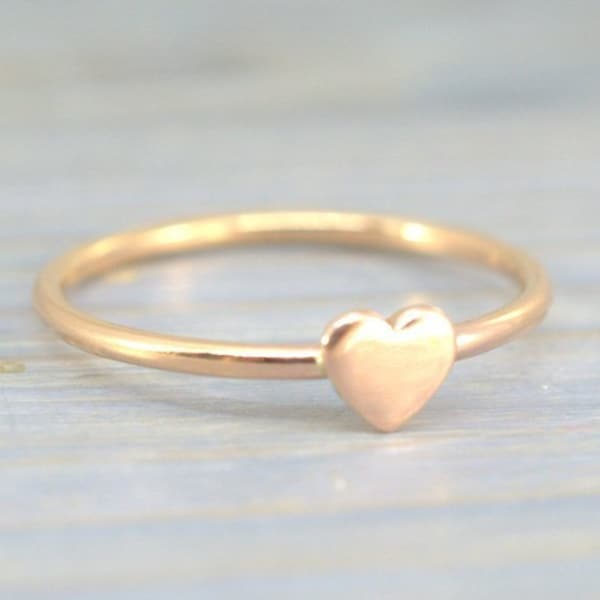 Tiny Heart Ring For Her, 14K Gold Fill, Dainty Minimalist Stack ring, Heart Promise Ring, Anniversary Gift, Teen Girl gift, Daughter ring