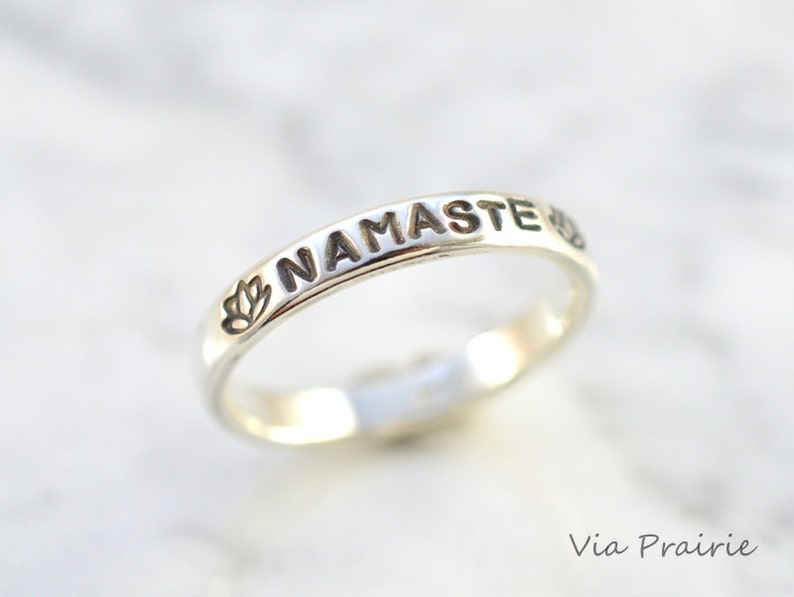 NAMASTE Ring Lotus Flower Ring Yoga Ring Zen Ring Zen Etsy