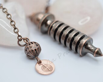 Reiki Copper Pendulum with Hand-Engraved Cho-Ku-Rei Disc | Clairvoyance & Divination Tool, Energy Dowsing