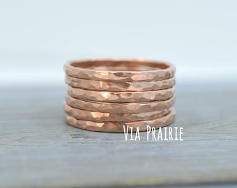 Handmade Pure Bright Copper Ring | Arthritis Cure Hammered Band | Non-Coated Raw Copper | Health Support Jewelry | 14gauge