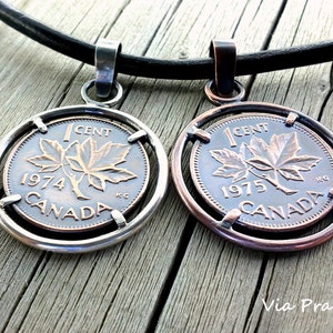Lucky Penny Necklace, Canadian penny, Personalized pendant, Lucky Penny pendant - Gift from Canada - Birth Year Coin, Vintage coin pendant