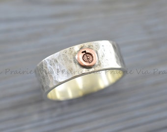Hammered Reiki Ring | Mens Wide ChoKuRei Band | Unisex Reiki Signet | Universal Energy Authentic Jewelry