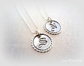 Sterling silver Initial Necklace, Initial Necklace, Personalized pendant, Personalized Jewelry, Initial disc pendant, Twist Round Necklace