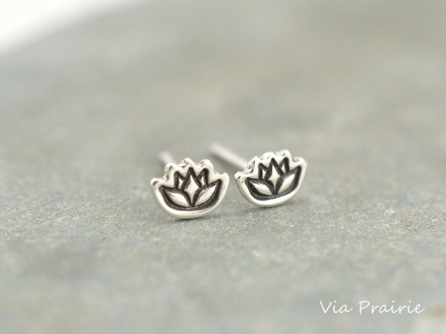 Cut Out Zen Lotus Flower Stud Earrings For Women For Teen 925 Sterling Silver