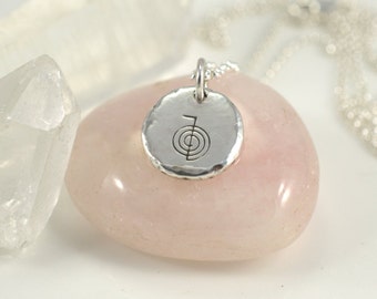 Reiki Silver Necklace | Handmade Cho-Ku-Rei Pendant | Daily Energy Support | Silver nugget | Positive Aura Amulet