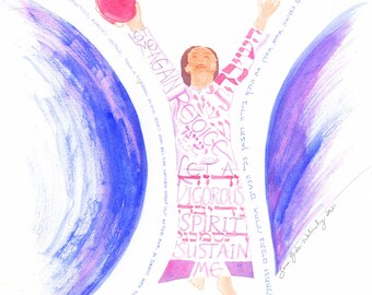 Miriam the Prophetess Giclee Print, Hebrew Calligraphy Art