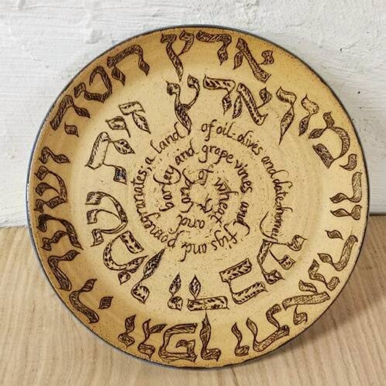 Tu B'shevat Blessing and Mindfulness Seder Plate Made by Mother and