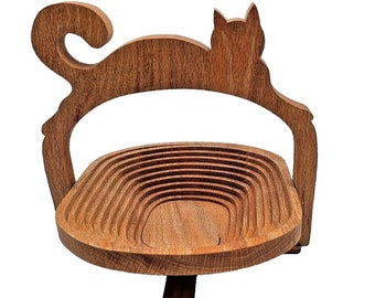 Vintage Handcrafted Cat Collapsible Wooden Bowl Fruit FolkArt