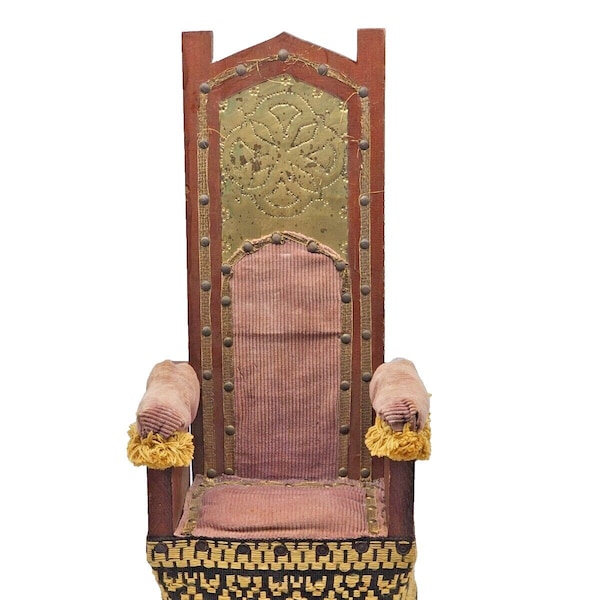 Vintage Handmade Wooden Childs Gothic Revival Throne Chair Unique