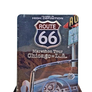 Route 66 The Marathon Tour Chicago a LA 5 discos DVD Tin Map 6 cartões postais SELADOS