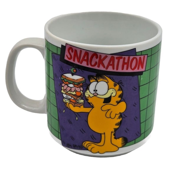 VTG Garfield SNACKATHON Coffee Mug Cup Enesco Sandwich Cat by Jim Davis 1986