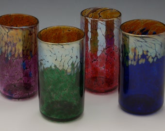Set of 4 handblown tumblers, your choice of colors