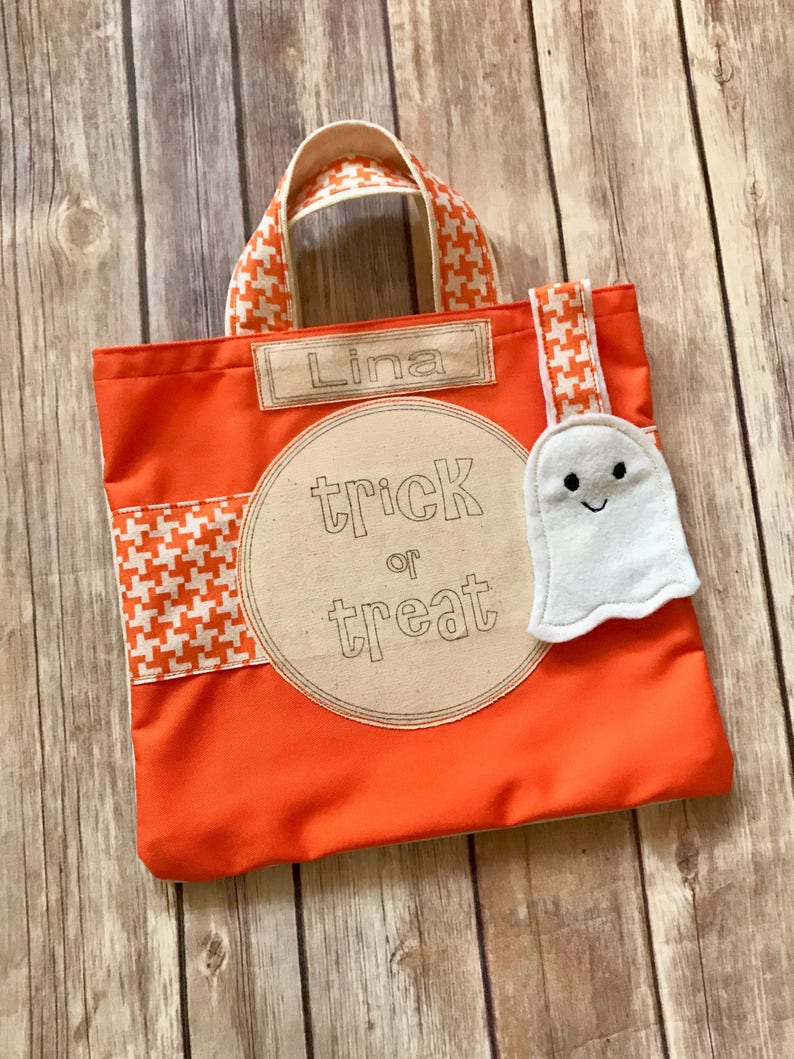 Trick or Treat Halloween Bag Personalized Kids First Halloween Candy Bag Halloween Tote Bag Halloween Ghost