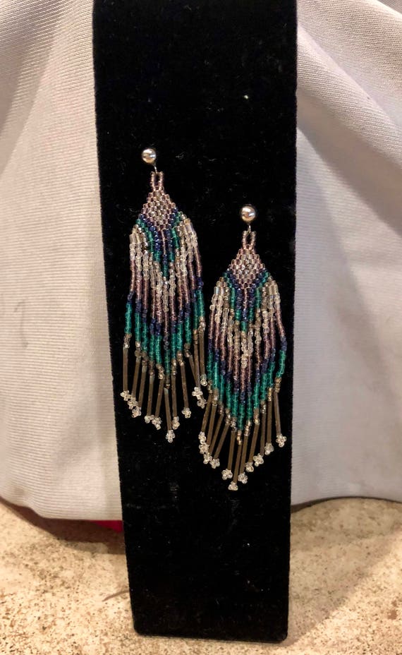 Hand Beaded Boho/native American Earrings