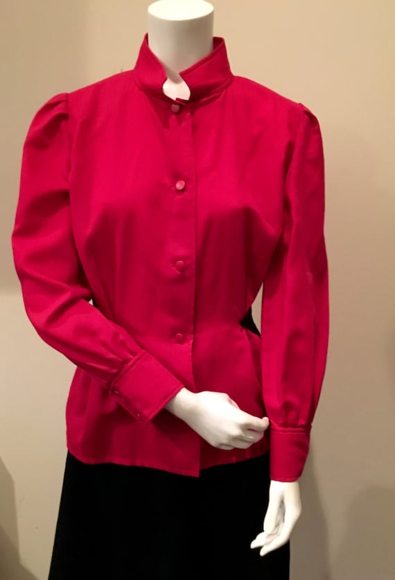 Courreges Red Blouse with Black Triangle Accents