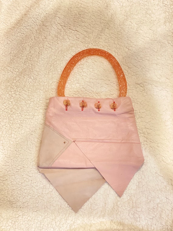 Hand Maid by Michelle Frantz Resin Handle Pink Bag - image 2