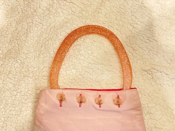 Hand Maid by Michelle Frantz Resin Handle Pink Bag - image 5