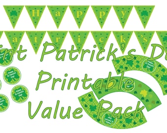 St. Patrick's Day Party Printable, St. Patricks Day Decor, St Patty's Party Banner, St Patricks Party Signs, Printable Instant download.