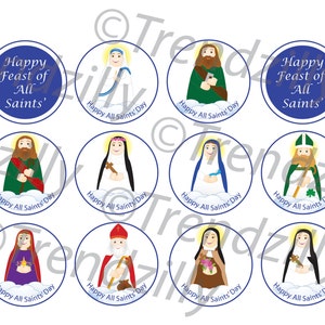 All Saints&#39; Day Cupcake Toppers, Soft Saints Printable All Saints Day Cupcake Toppers, All Saints Printables, Feast Day Instant download.