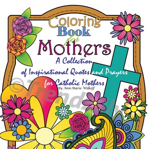 Libro para colorear para madres, Libro para colorear para adultos, Página para colorear inspiradora, Citas de santos, Páginas para colorear imprimibles, Inspiración para madres.
