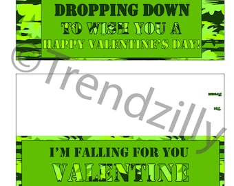 Paratrooper Bag Topper Valentine, Valentine's Day, Boy Valentines, Kids Valentine, Army Man, Camo Valentines, Printable Instant Download.