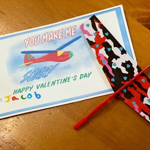 Kids Printable Valentines, Plane Valentines, Kids Valentine, Glider Valentines, Air Plane Valentine, Instant Download. Set of 3
