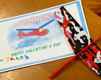 Kids Printable Valentines, Plane Valentines, Kids Valentine, Glider Valentines, Air Plane Valentine, Instant Download. Set of 3
