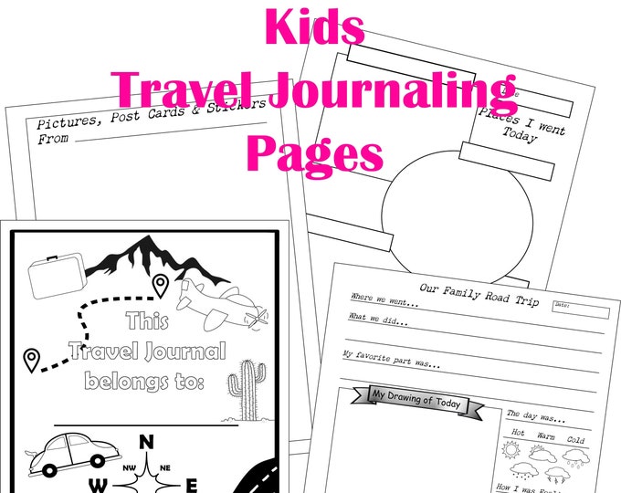 Kids Travel Journal, Travel Journal Printable, Vacation Journal, Travel Coloring Book, Kids Road Trip, Journal Printable Download