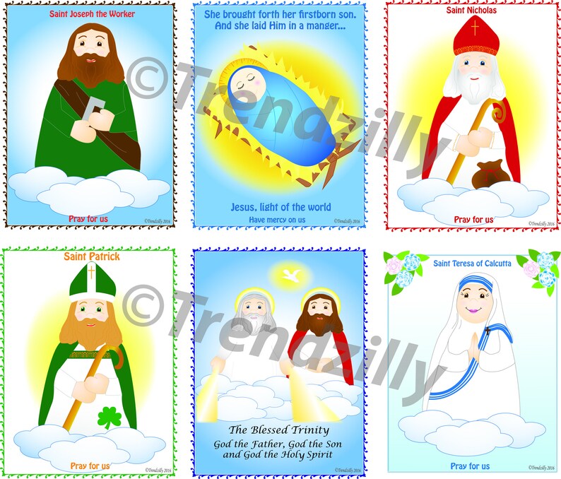 Soft Saint Holy Card Set, Saint Trading Cards, Kids Saint Cards, Feast ...