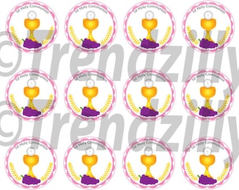 1st Communion Cupcake Toppers, Girl First Communion, 1st Communion Party Decor, Cupcake Topper, First Holy Communion, Printable download.