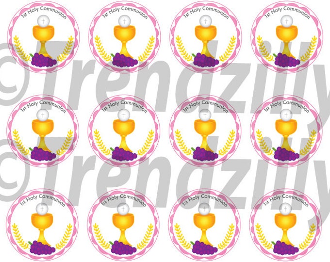 1st Communion Cupcake Toppers, Girl First Communion, 1st Communion Party Decor, Cupcake Topper, First Holy Communion, Printable download.