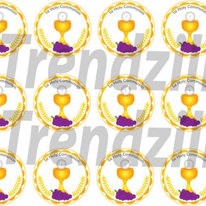 1st Communion Cupcake Toppers, First Communion, 1st Communion Party Decor, Cupcake Topper in Gold, First Holy Communion, Printable download.