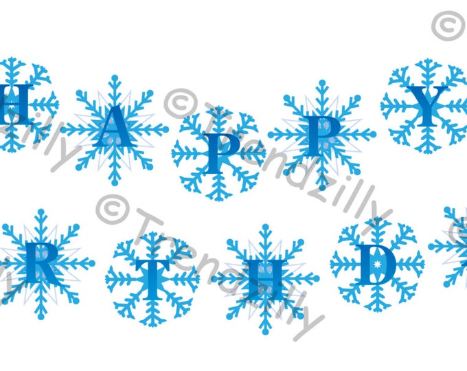 Snowflake Birthday Banner Inspired by Frozen, Printable Instant download, Party Banner, Happy Birthday Banner.