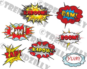 Superhero Cupcake toppers, Comic Book Party, Superhero Birthday,  Cupcake Toppers, Party Signs, Printable Instant download.