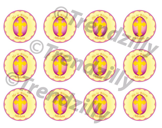 Easter Cupcake Toppers, He is Risen Easter Cupcake Toppers, Happy Easter Cupake Topper, Alleluia Toppers, Easter Printable Instant download.