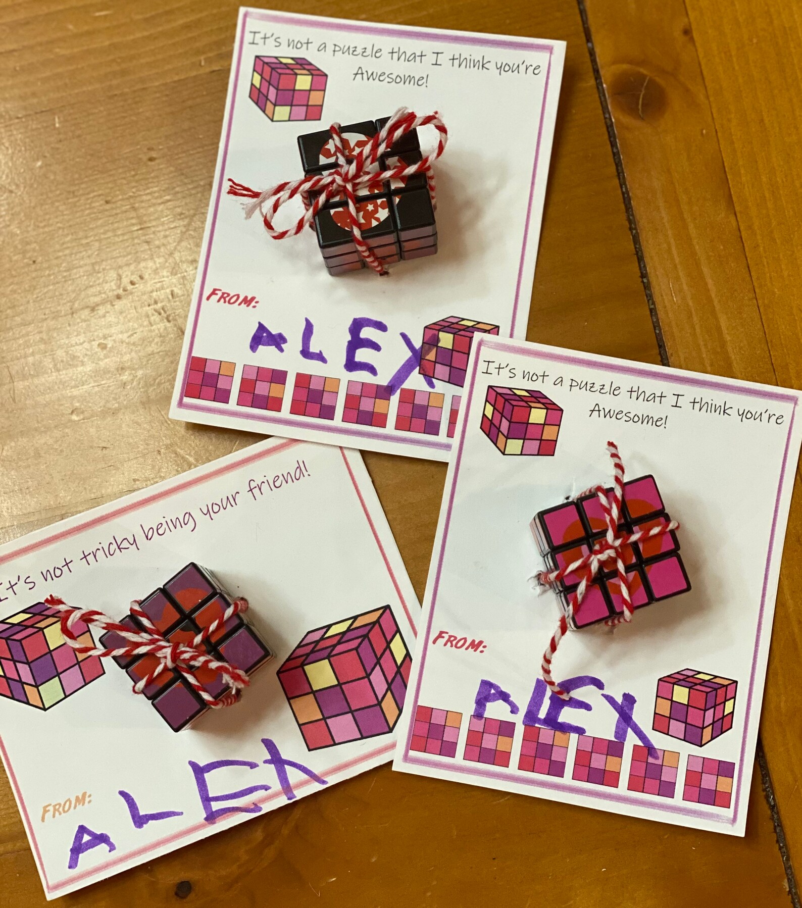 Kids Printable Valentines, Rubix Valentines, Kids Valentine, Puzzle ...