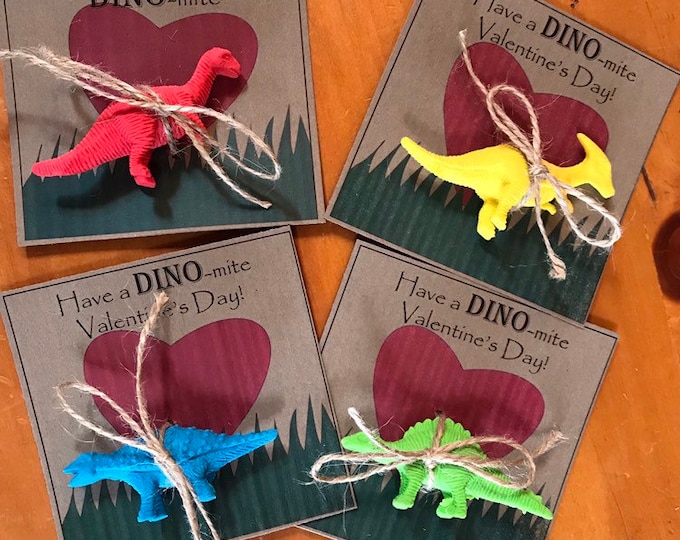 Dinosaur Valentine, Kids Printable Valentine, Dine-mite Valentine, Boy Valentines, Valentine's Day, printable Download