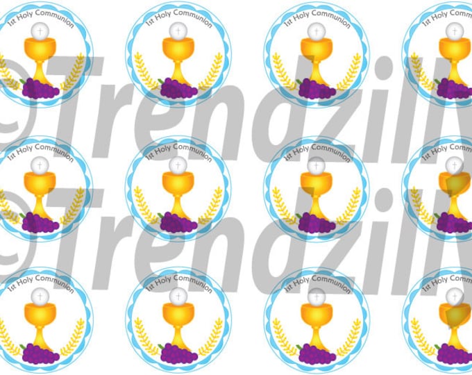 1st Communion Cupcake Toppers, Boy First Communion, 1st Communion Party Decor, Cupcake Topper, First Holy Communion, Printable download.