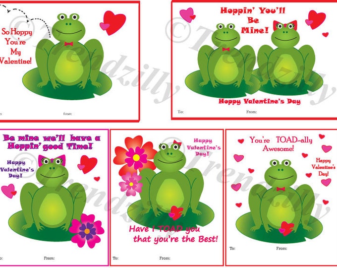 Frog Valentines day card, Kids Valentines, Toad Valentine, Printable Valentine,  Instant Download, Printable Cards, Valentine's Day.