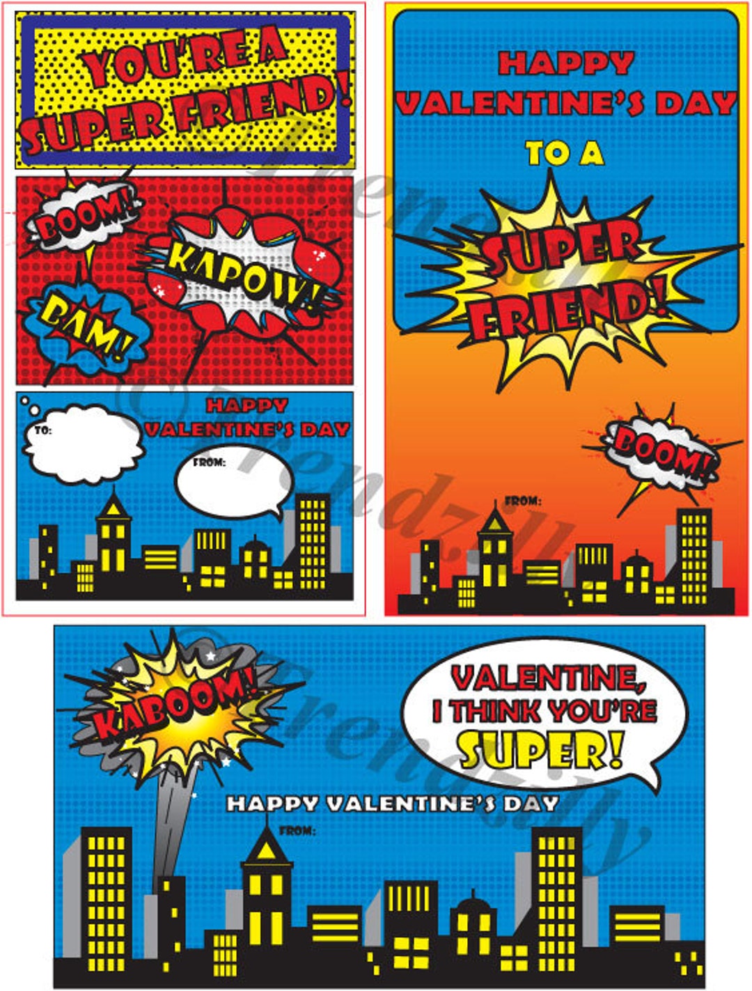 Kids Printable Valentine Superhero Valentine Comic Book - Etsy