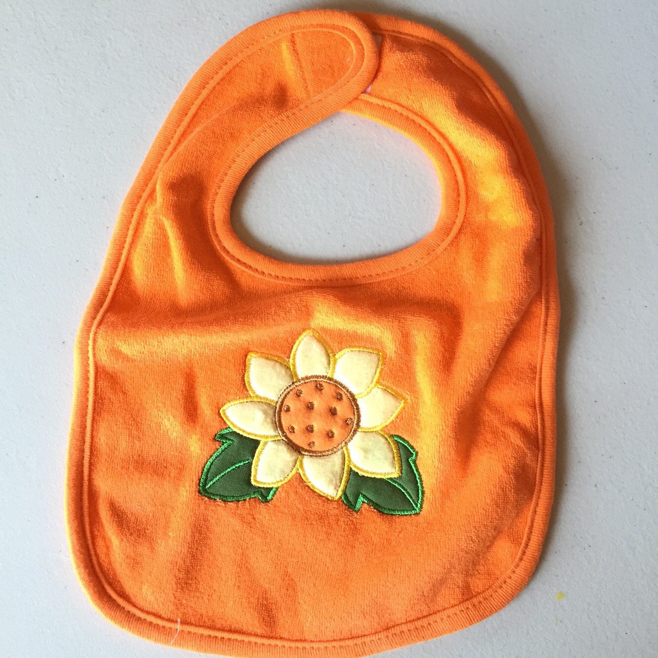 Sunflower Bib, Flower Baby Bib, Fall Baby Bib, Orenge sunflower Bib