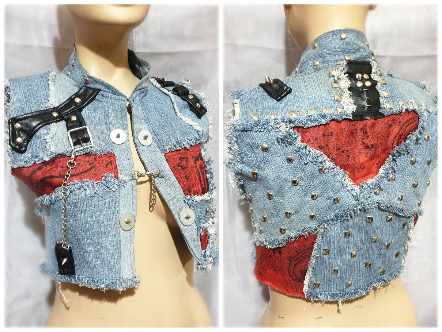 Punk Rock Denim Vest Hardcore Studded vest Punk Rocker Post Etsy