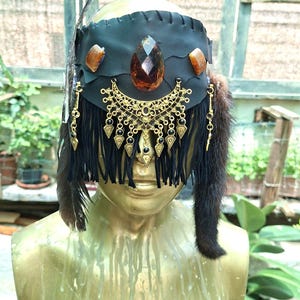 Shaman Eye Cover | Shamanic Pagan Headband | Elf Wood Mask | Halloween Costume | Druid Larp Accessories | Fantasy Clothing | Witch Pagan