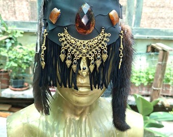 Shaman Eye Cover | Shamanic Pagan Headband | Elf Wood Mask | Halloween Costume | Druid Larp Accessories | Fantasy Clothing | Witch Pagan