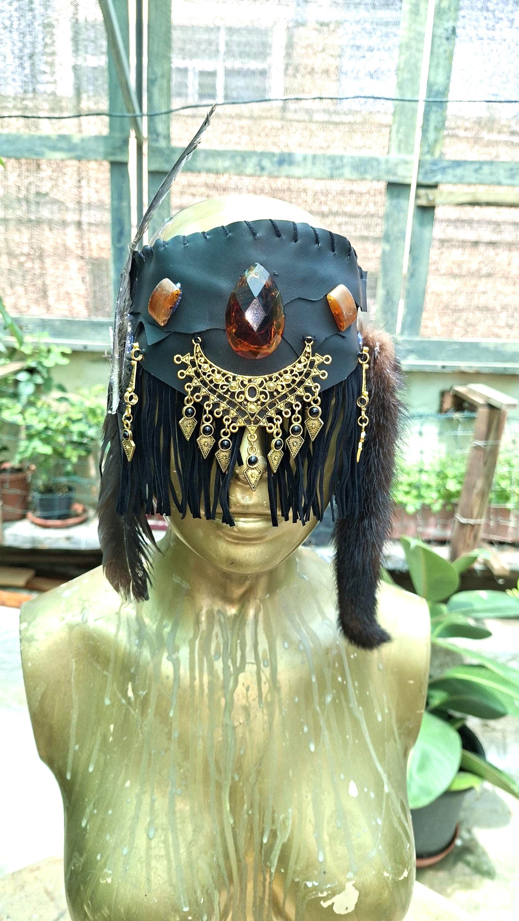 Shaman Eye Cover | Shamanic Pagan Headband | Elf Wood Mask | Halloween Costume | Druid Larp Accessories | Fantasy Clothing | Witch Pagan